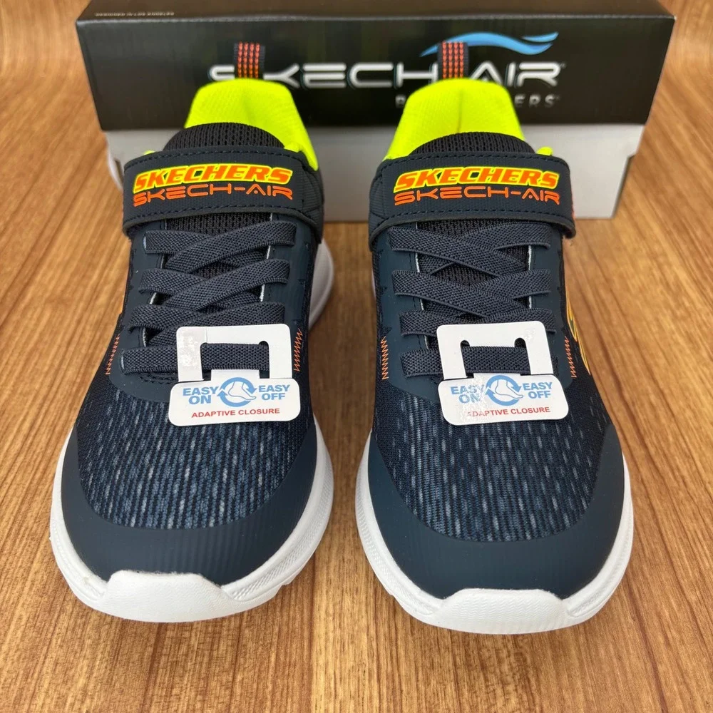Skechers Microspec Max Advance Kids Size 1 Navy Orange 404105L Athletic Shoe NEW